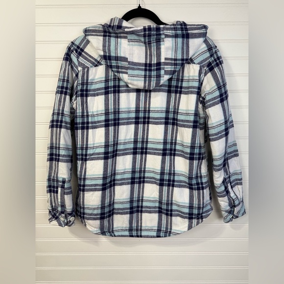 Boston Traders women’s white and purple plaid sherpa lined shacket. Size S - Picture 2 of 7